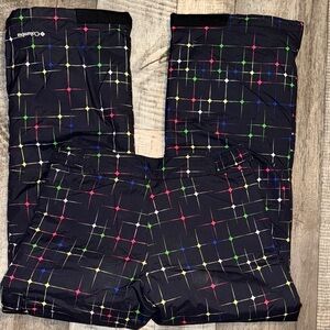 NWOT Columbia Black Pants with Colorful Geometric Design-size 14/16